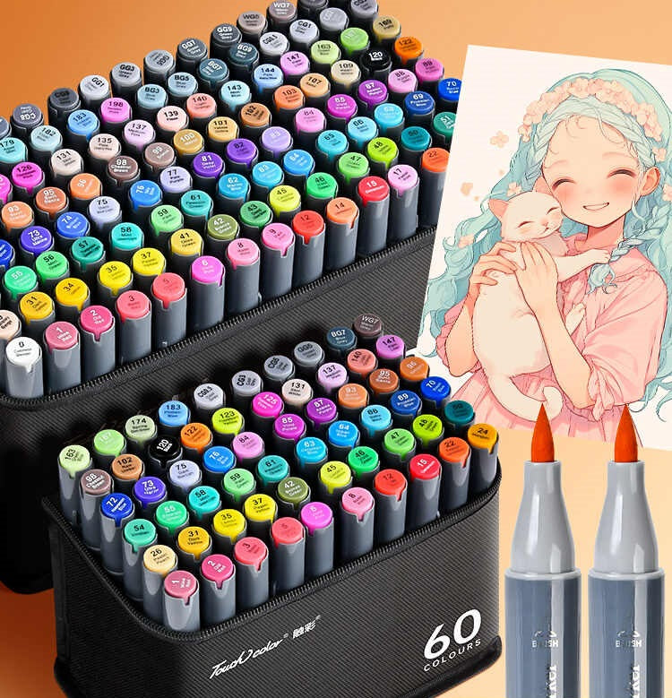 TOUCHCOLOR Alcohol Markers Brush Chisel Tip 24/36/48/60/80/120