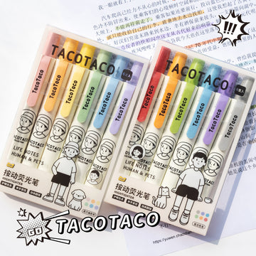 TacoTaco Retractable Highlighters 12 Pack Vantage Colors