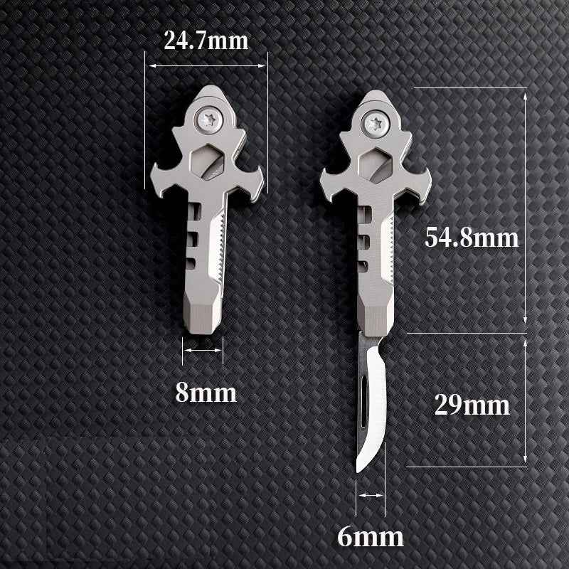 Titanium Multi-Tool EDC Bottle Opener Box Cutter M3/M4 Wrench