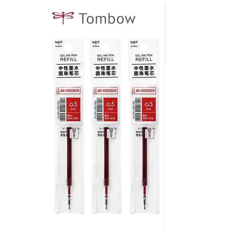 Tombow BN-KNE Gel Pen Refill - 0.5mm Black/Blue/Red - 3 Pack