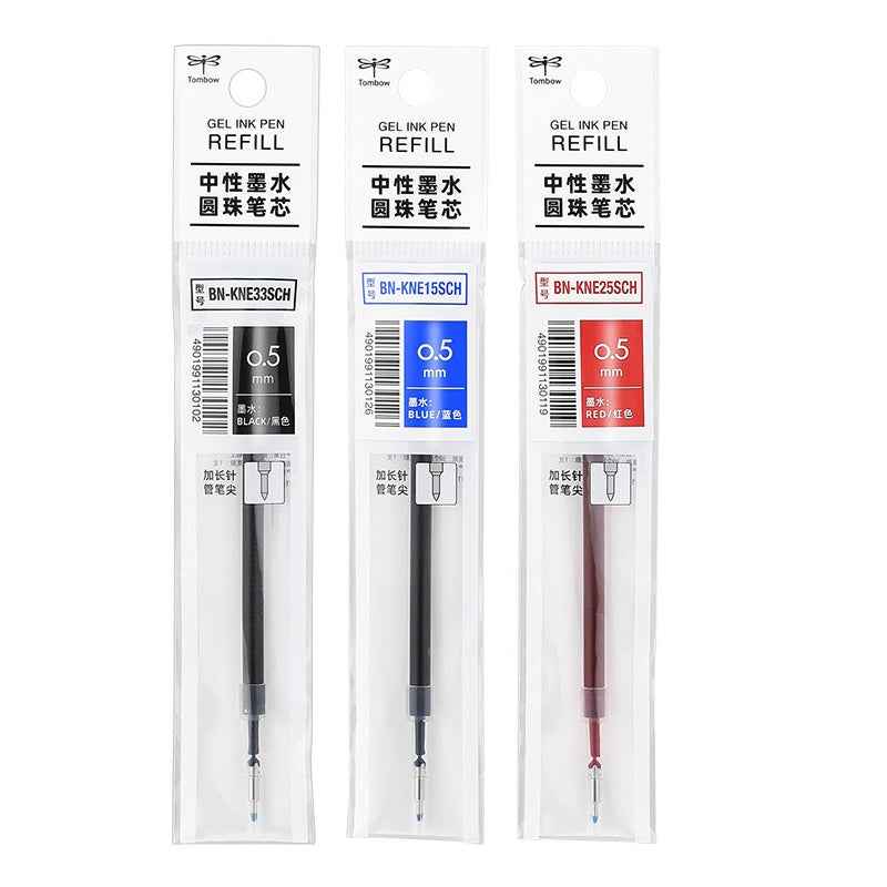 Tombow BN-KNE Gel Pen Refill - 0.5mm Black/Blue/Red - 3 Pack