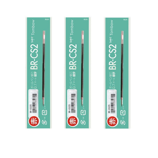 Tombow BR-CS2 Kuglepen Refill - 0,7 mm Sort/Rød/Blå/Grøn, 3 Pakke
