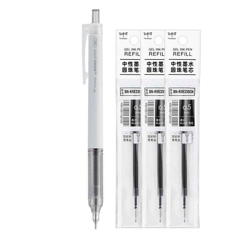 Tombow MONO Graph Lite Gel Ink Pen 0.5mm Black Ink with 3 Refills