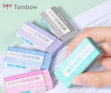 Tombow MONO farvet plastikviskelædersæt – 5 farver (blå/grøn/grå/lyserød/lilla)