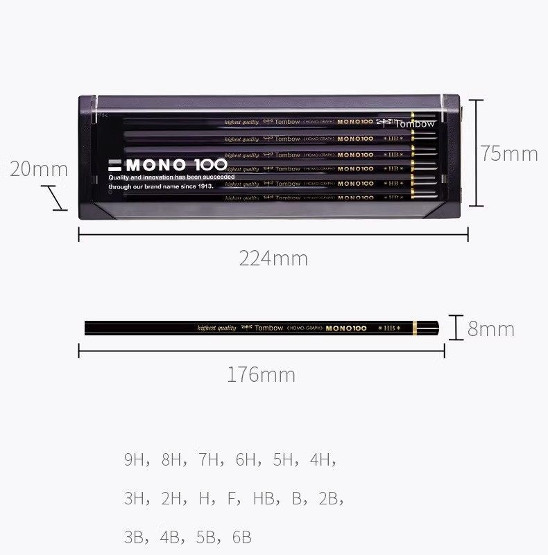 Tombow Mono 100 Drawing Pencils (Box of 12)