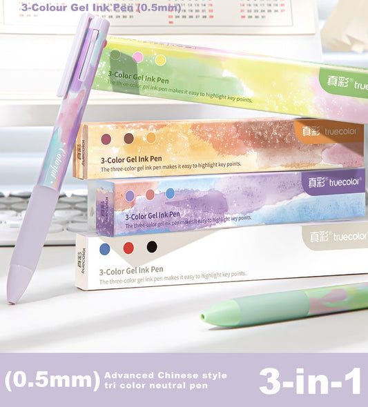 Set di penne gel Truecolor a 3 colori — 0,5 mm | Confezione da 4