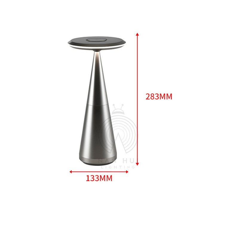 UFO Rechargeable Table Lamp | Aluminum Alloy Cordless Desk Light Silver