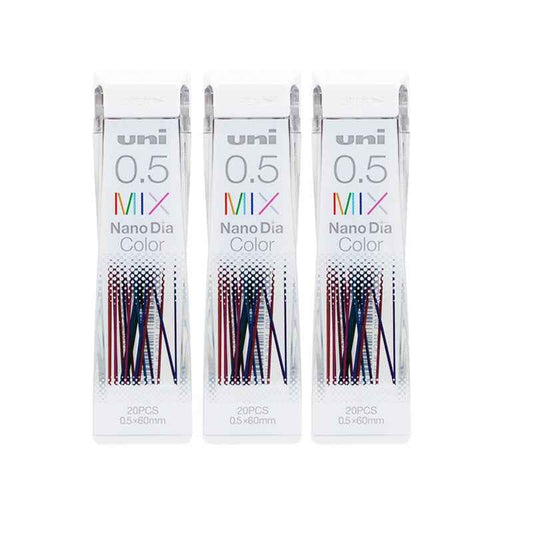 Uni NanoDia Color Mechanical Pencil Leads 0.5mm 7 Color MIX, 3 Pack