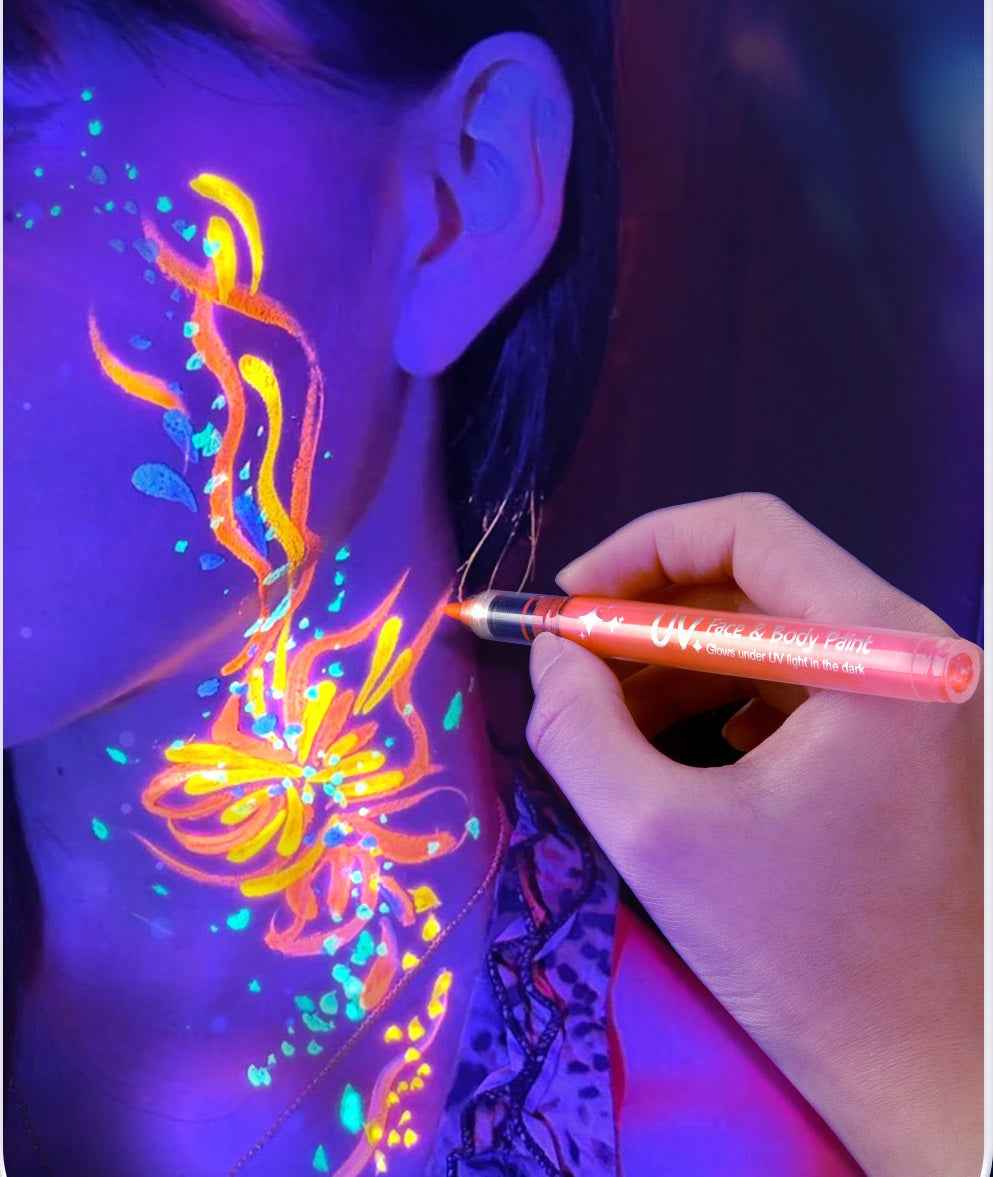 8 Color UV Face Body Paint Marker Pens Glows in the Dark