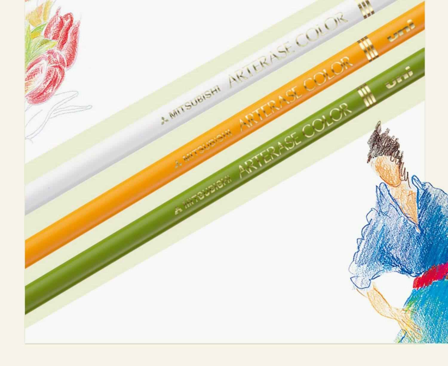 Uni Arterase Color Pencil - 12 Colors Set