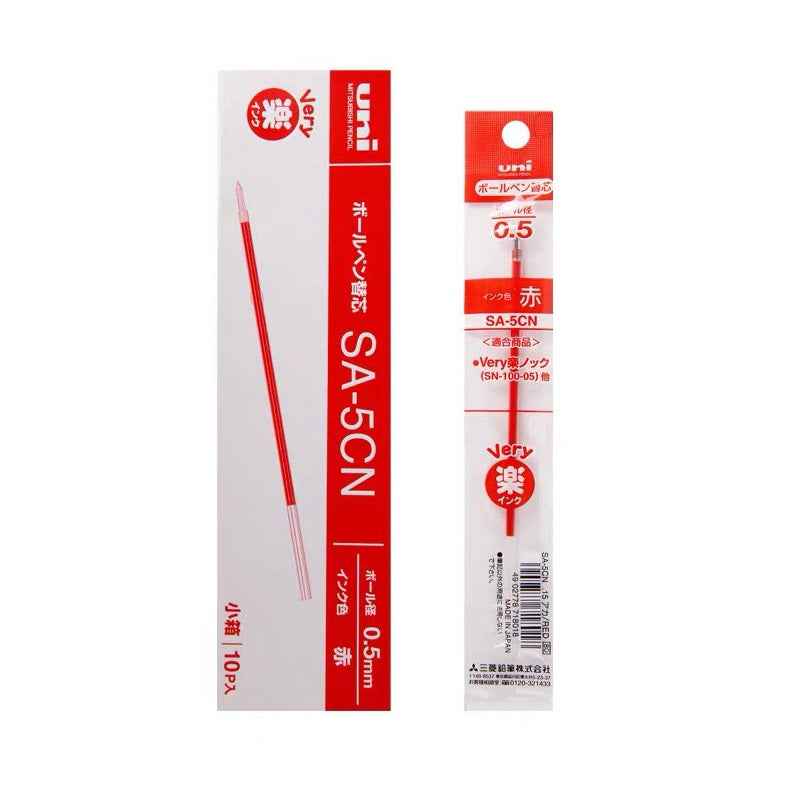 Uni SA-5CN Ballpoint Pen Refill - 0.5mm Black/Red/Blue - 10 Pack