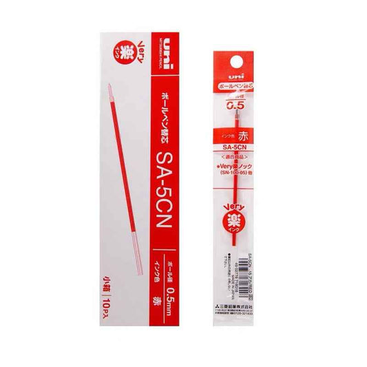 Uni SA-5CN Ballpoint Pen Refill - 0.5mm Black/Red/Blue - 10 Pack