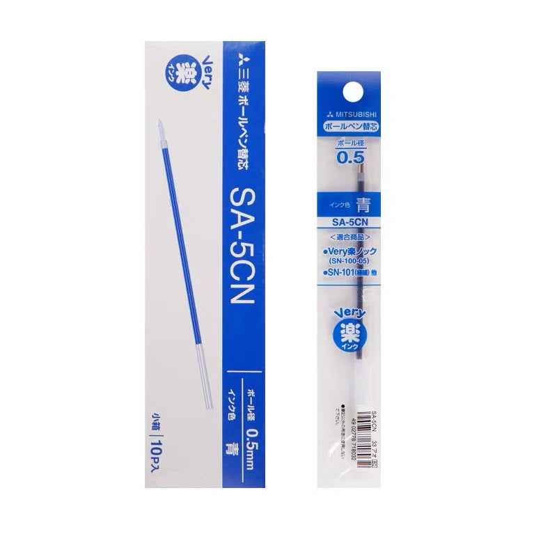 Uni SA-5CN Ballpoint Pen Refill - 0.5mm Black/Red/Blue - 10 Pack