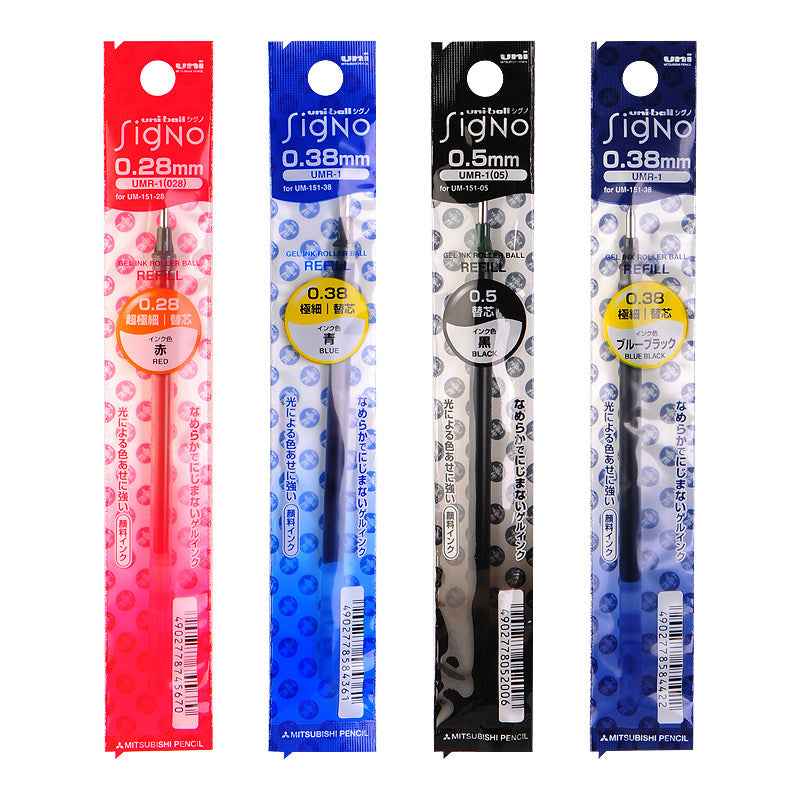 Uni-ball Signo UMR-1 Gel Pen Refill - 0.38mm - Black/Red/Blue - 12 Pack