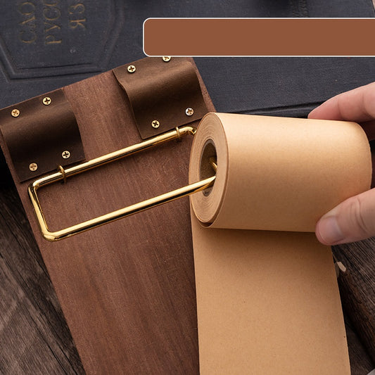 Vintage Wooden Clipboard Hanging Memo Roll Set with Wood Pen Khaki