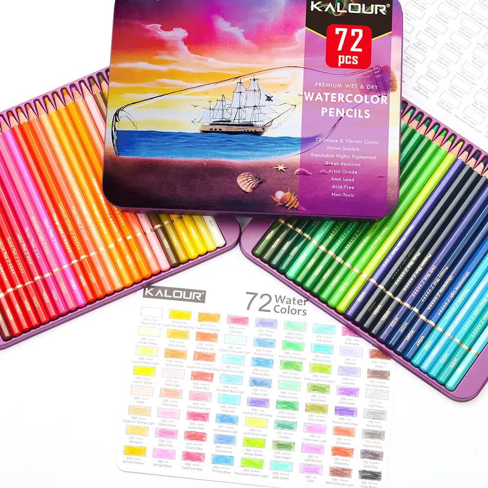 KALOUR 72 Premium Wet Dry Watercolor Pencils Set