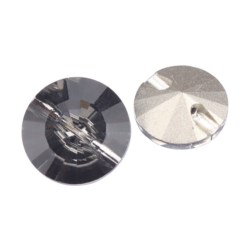 Lotsofbuttons Glas-Kristallknöpfe, 6 Stk., Crystal Black & Crystal White, rund & glänzend