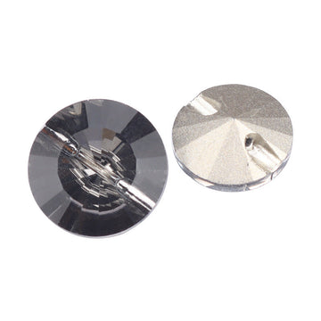 Lotsofbuttons Glas-Kristallknöpfe, 6 Stk., Crystal Black & Crystal White, rund & glänzend