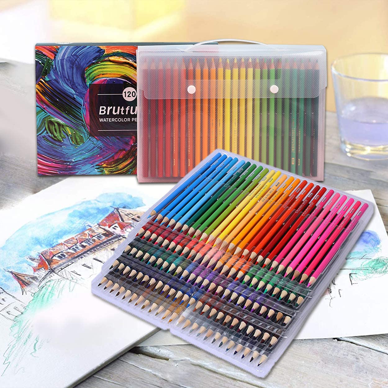 BRUTFUNER 120 Professional Watercolor Artist Pencils Set