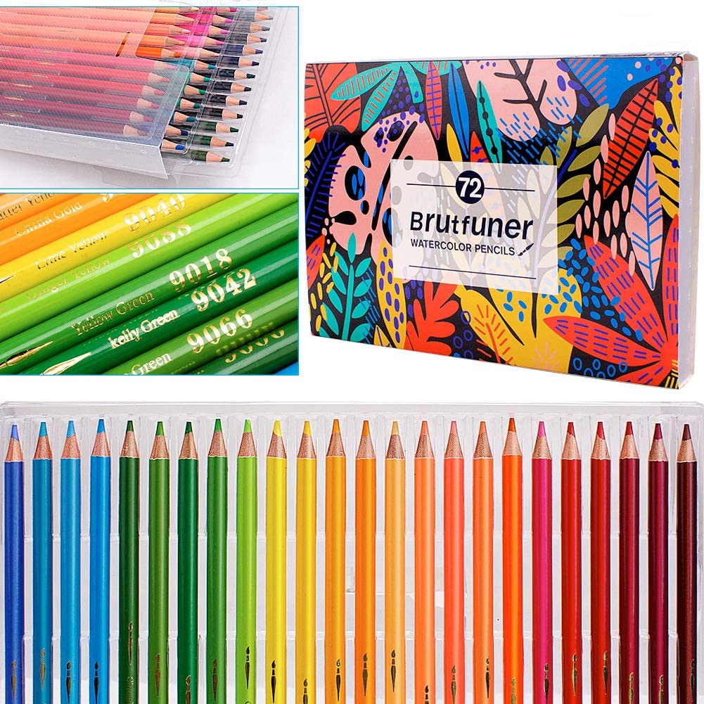 BRUTFUNER 72 Professional Watercolor Soluble Pencils Art Drawing Set