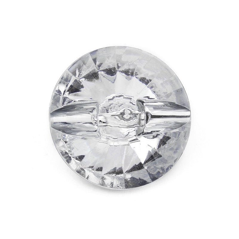 Single round faceted acrylic button with clear-white crystal finish.