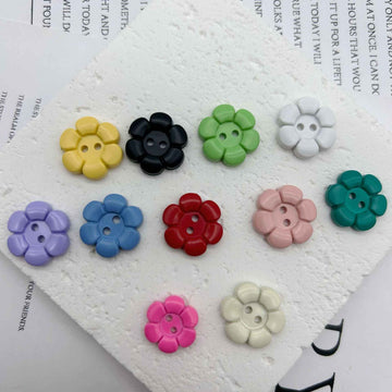 Assorted colorful flower-shaped two-hole plastic buttons set for children's clothing