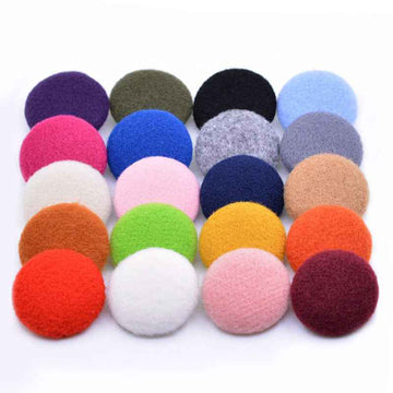 Fluffy round fabric-covered buttons, multicolor set for women’s coats (20 colors)