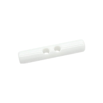 White long cylindrical resin toggle button, two front holes
