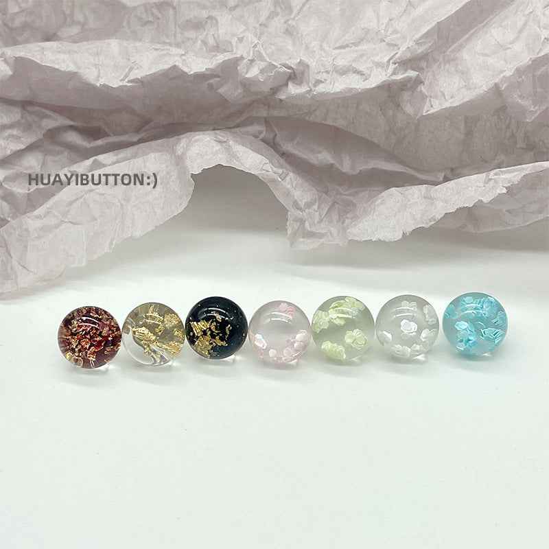Round resin buttons with dried flowers, mixed colors (56-pack for children’s sweaters)