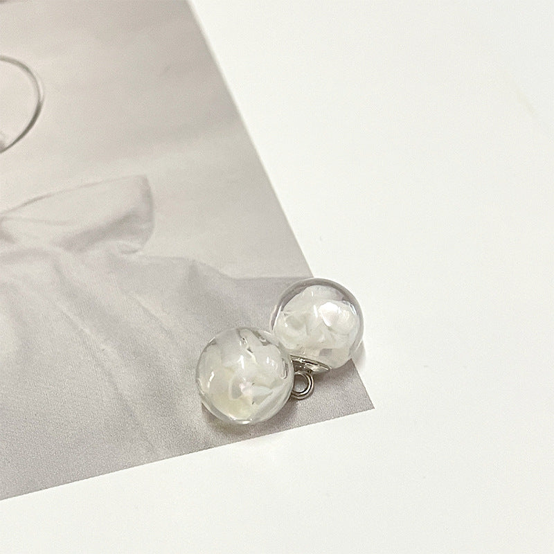 10mm faux pearl Chinese palace button set with clear white pearl look and metal loop