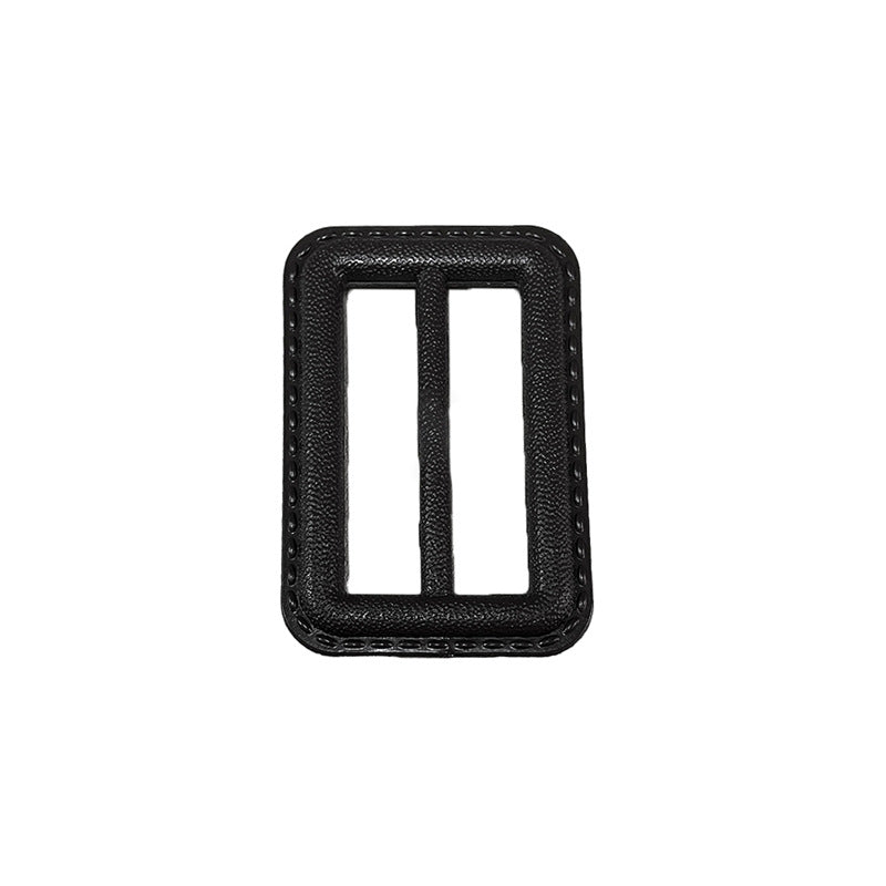 Square nylon D-ring button, black, 20–70mm inner diameter, no pin visible