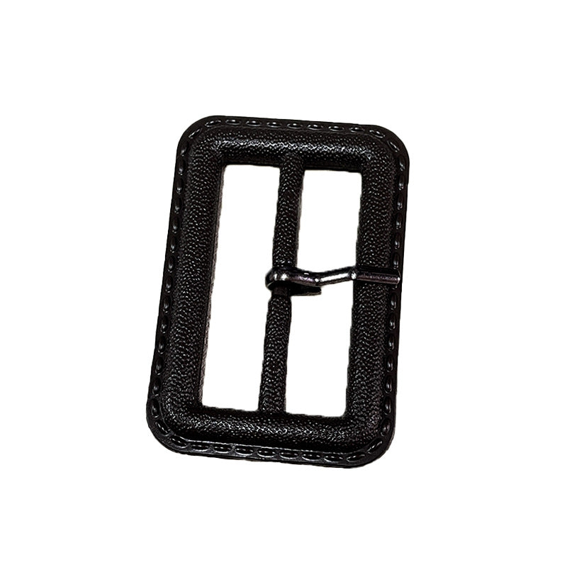 Square nylon D-ring button with pin detail, black, 20–70mm inner diameter