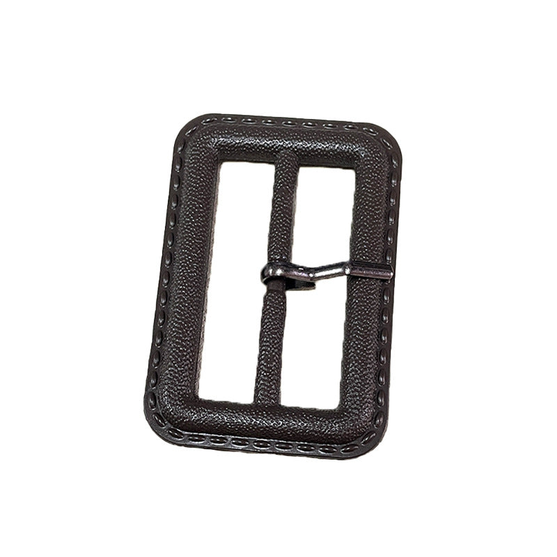 Square nylon D-ring button with pin, dark brown, 20–70mm inner diameter