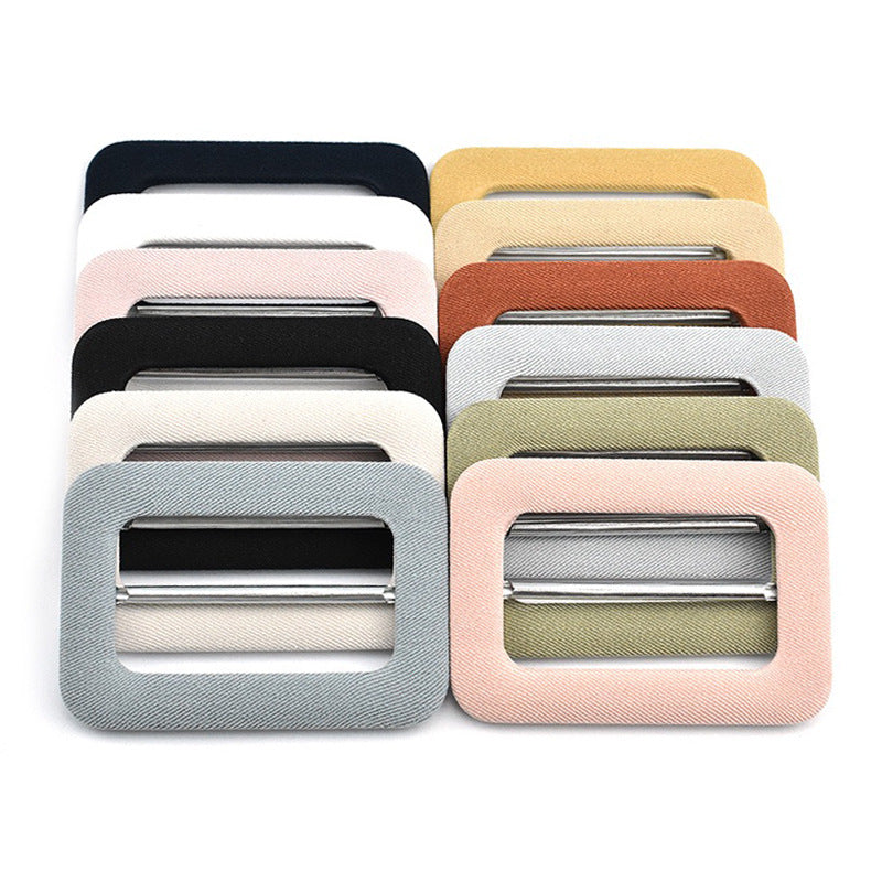 12 fabric-covered D-ring buckles, assorted colors, with metal adjuster bar