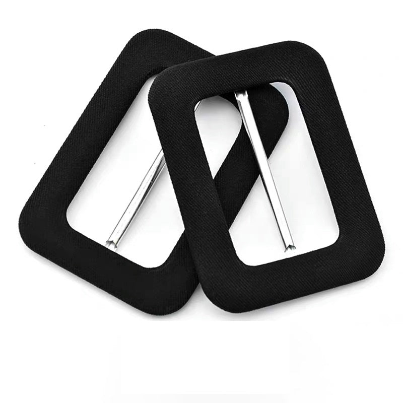 Black fabric D-ring buckle pair with metal adjustment bars