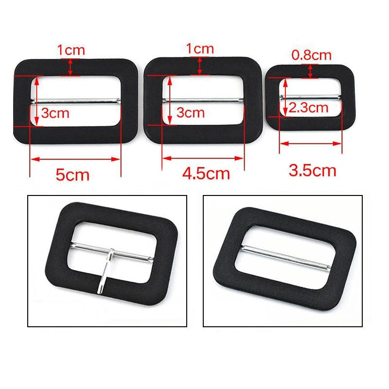 Black fabric D-ring buckle size diagram with 5cm and 4.5cm measurements