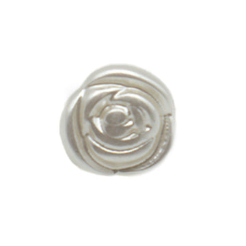 11.5mm white pearl rose button with metal shank, close-up detail