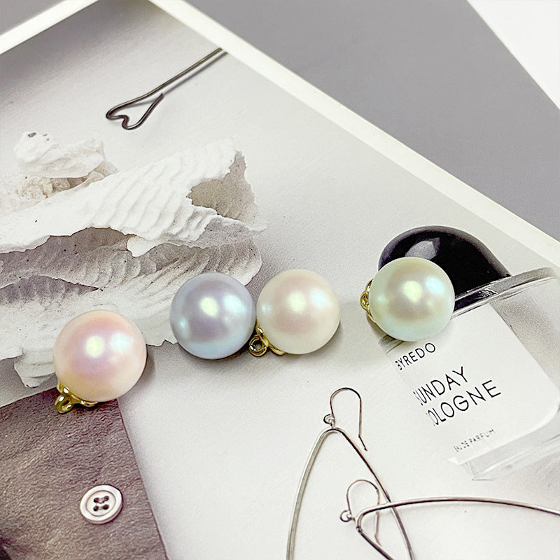Set of pearl metal-base buttons with gold shanks, assorted pastel tones