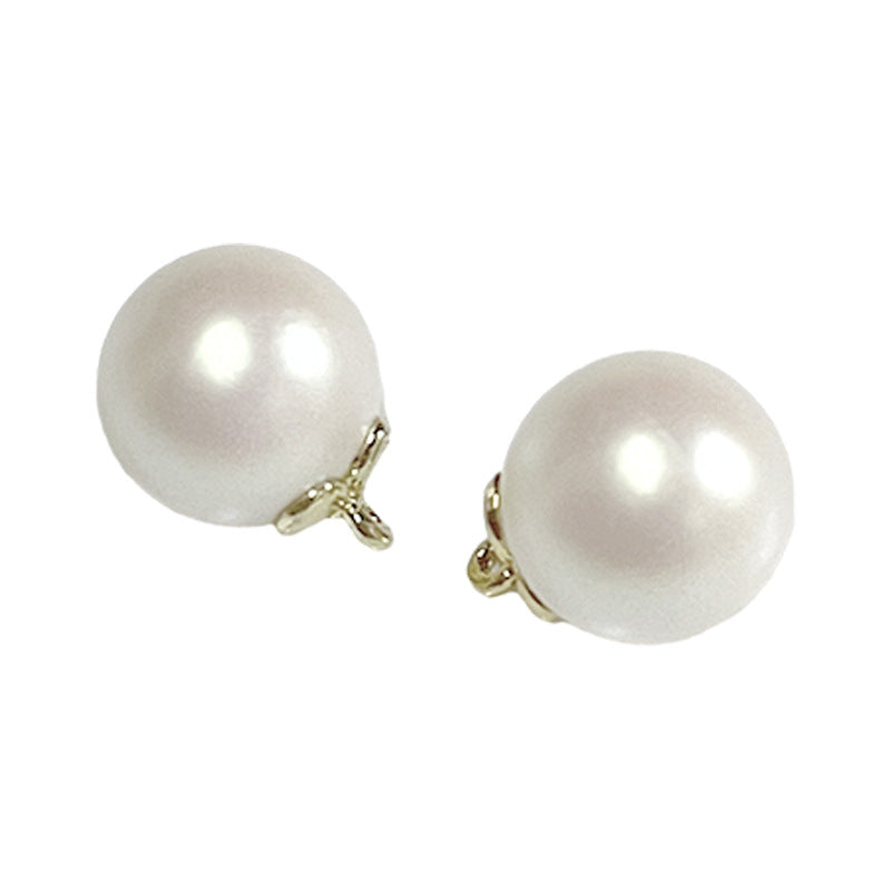 Pearl metal-base button, white round front with gold shank loops