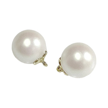 Pearl metal-base button, white round front with gold shank loops
