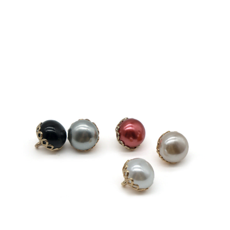 11.5mm Perlmuttknöpfe mit goldener Spitze, farbige Varianten: Schwarz, Silber, Rot, Weiß