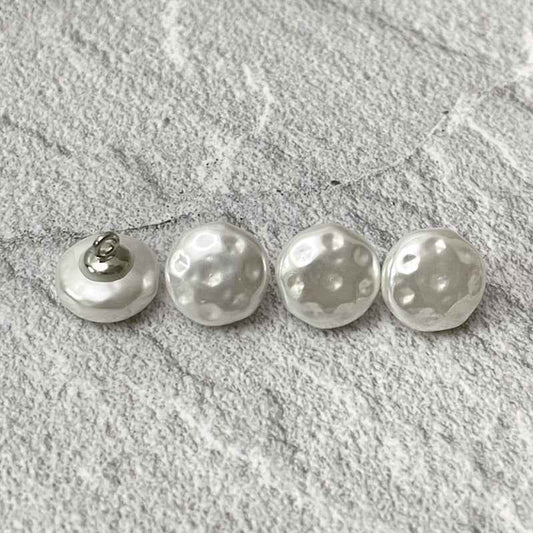 14mm Square Round White Pearl Buttons with Metal Shanks for Women's Shirts 12pcs Round