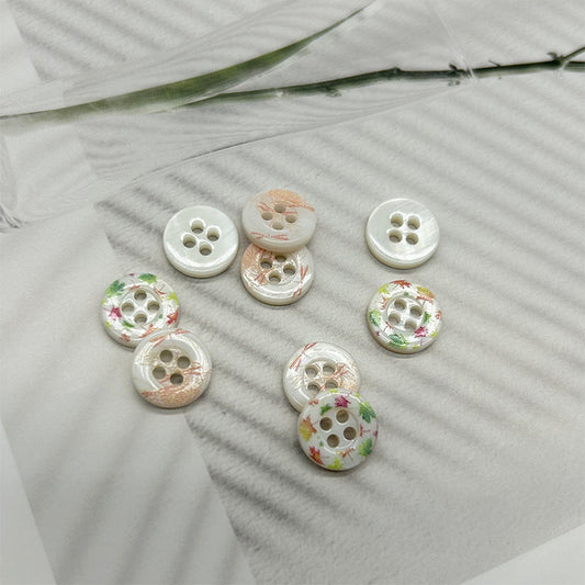 11.5mm Ethnic Style Vintage Round Colorful Dotted Pearl Shell Buttons 30pcs