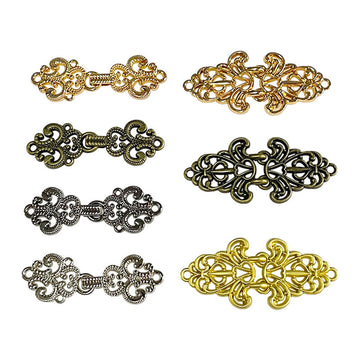 Vintage metal frog button set, ornate filigree toggle, 14 pack in gold and silver tones