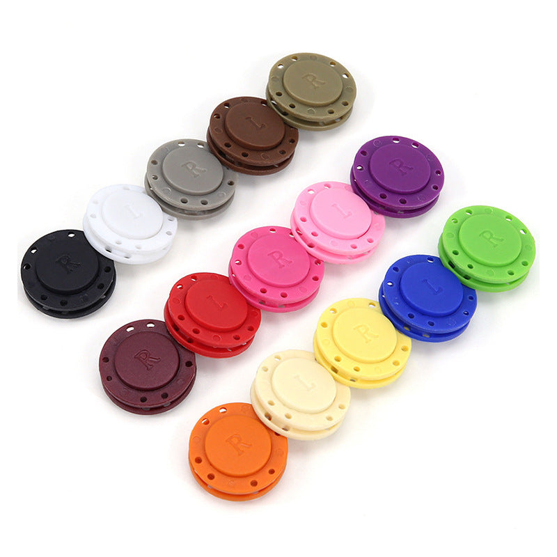 Runde Magnetknöpfe aus Nylon in bunten Farben, L/R-Markierung, 22/26 mm