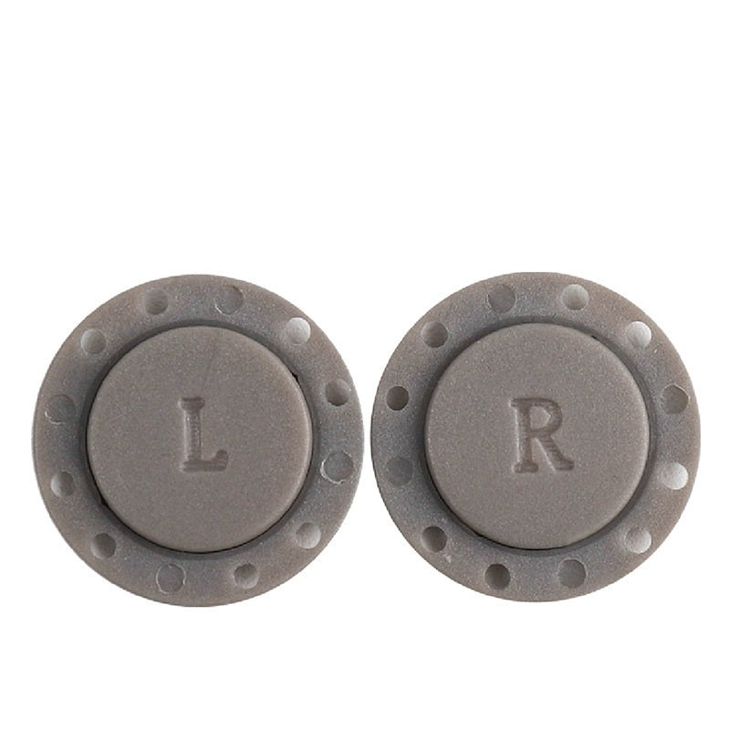 Gray round magnetic nylon plastic buttons with L and R marks, 22/26mm