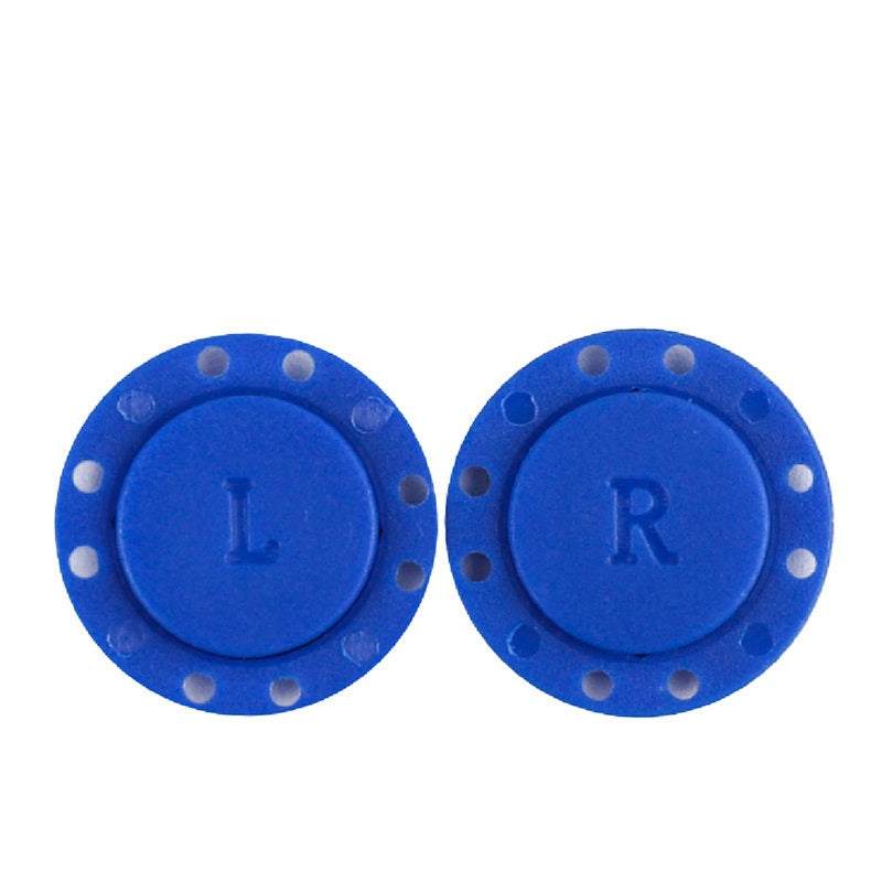 Blue round magnetic nylon plastic buttons with L and R marks, 22/26mm