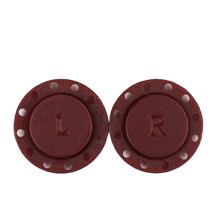 Wine red round magnetic nylon plastic buttons with L and R marks, 22/26mm