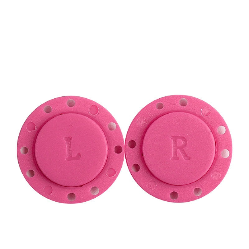 Pink round magnetic nylon plastic buttons with L and R marks, 22/26mm