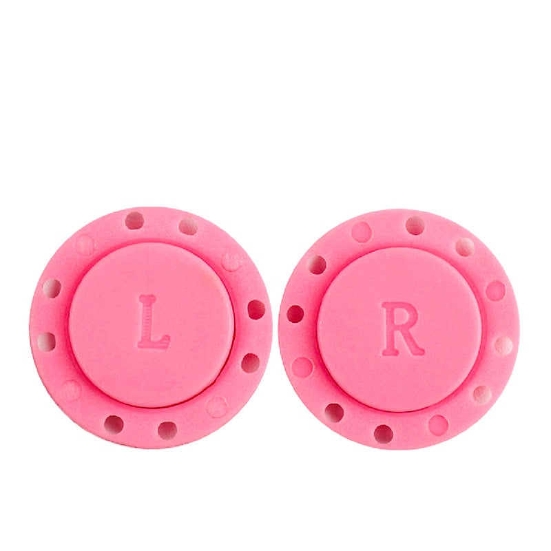 Light pink round magnetic nylon plastic buttons with L and R marks, 22/26mm